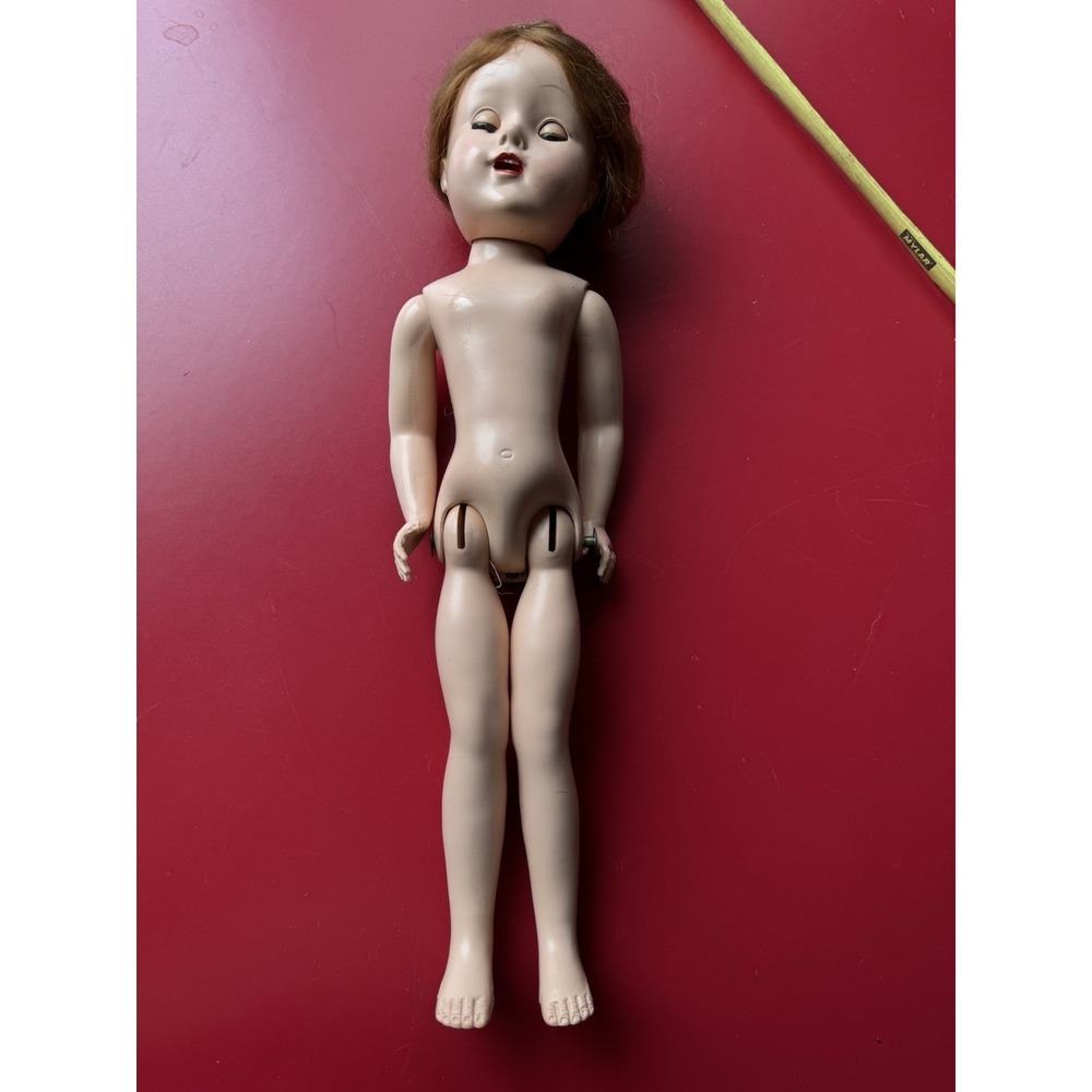 Vintage Doll Plastic 17" Red Head With Teeth